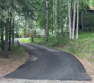 From the road: Private and secluded - hidden parking